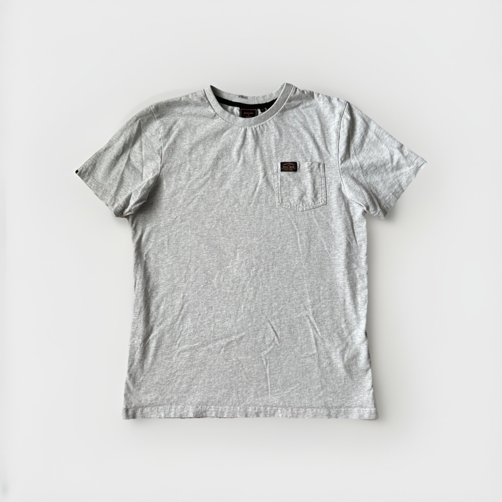 Superdry Men's Med Heathered Gray Pocket T-Shirt Traditional Workwear Crewneck M